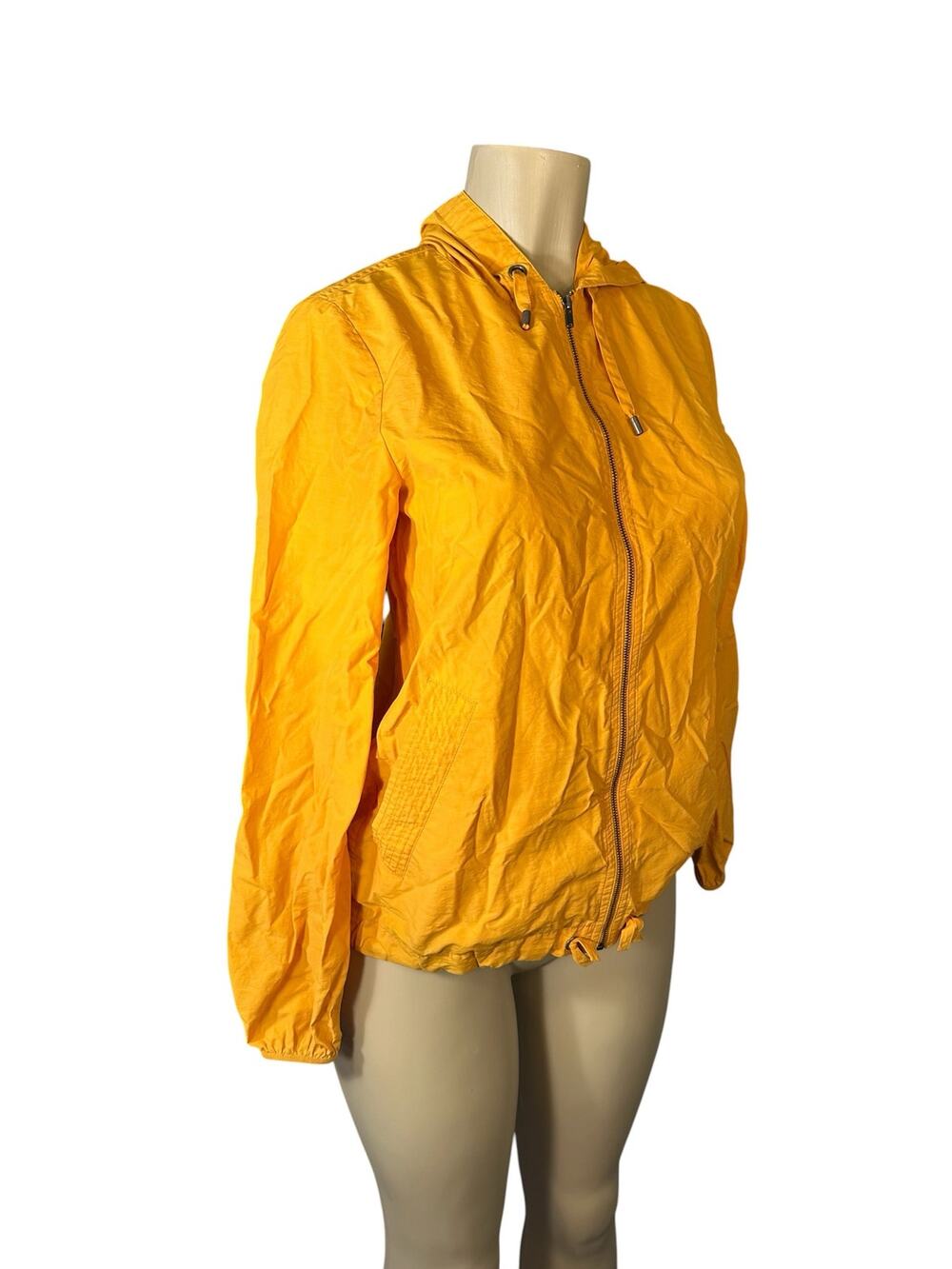 Women XXS Eileen Fisher Hood Zip Lightweight Jacket Coat Organic Cotton Orange